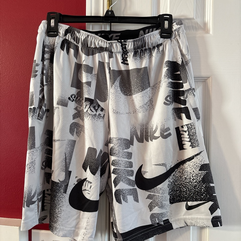 Nike Men's Graphic Print Shorts in Black and White